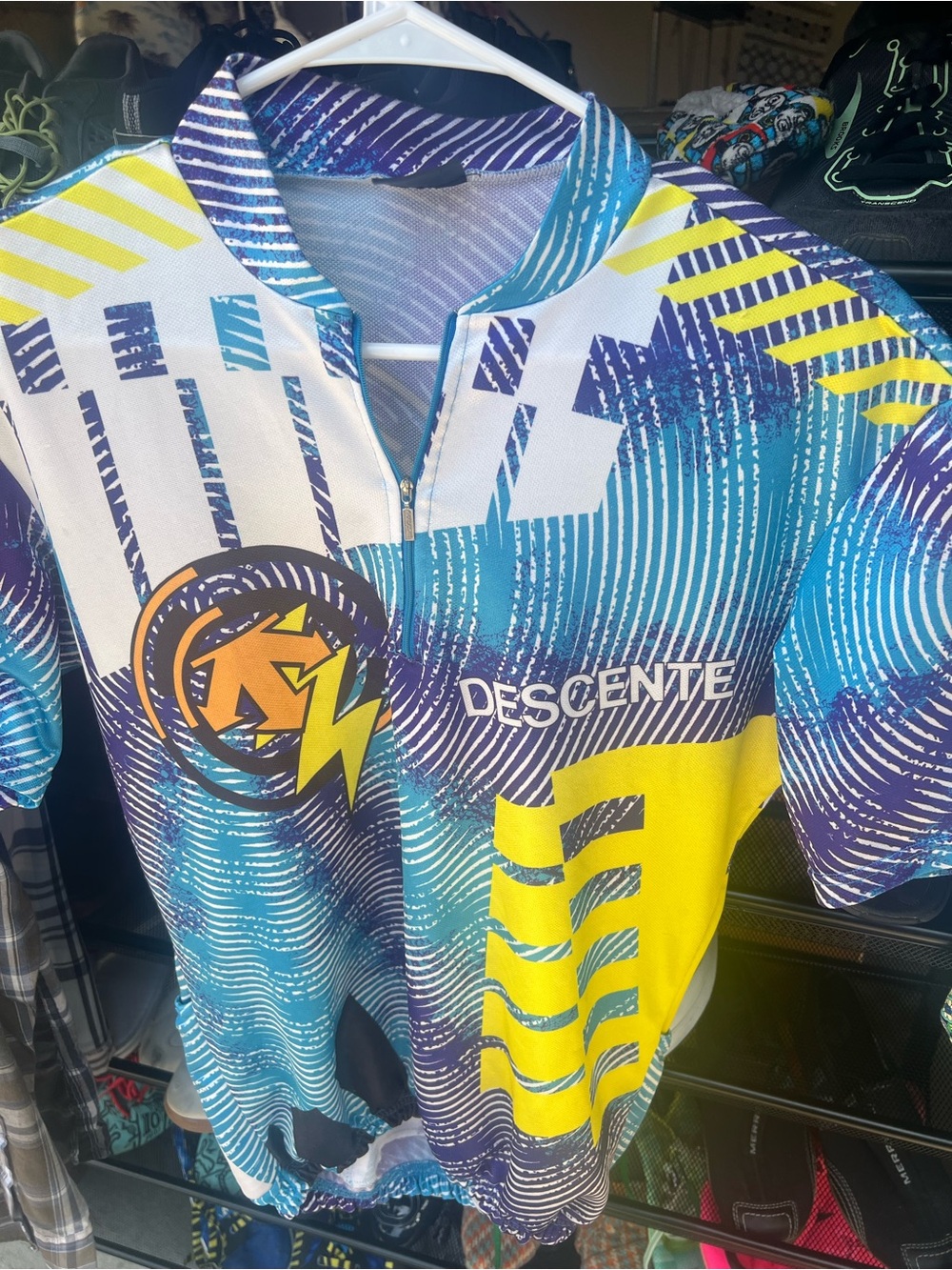 Descente Men's Multicolor Graphic Cycling Jersey - Blue Yellow White Purple